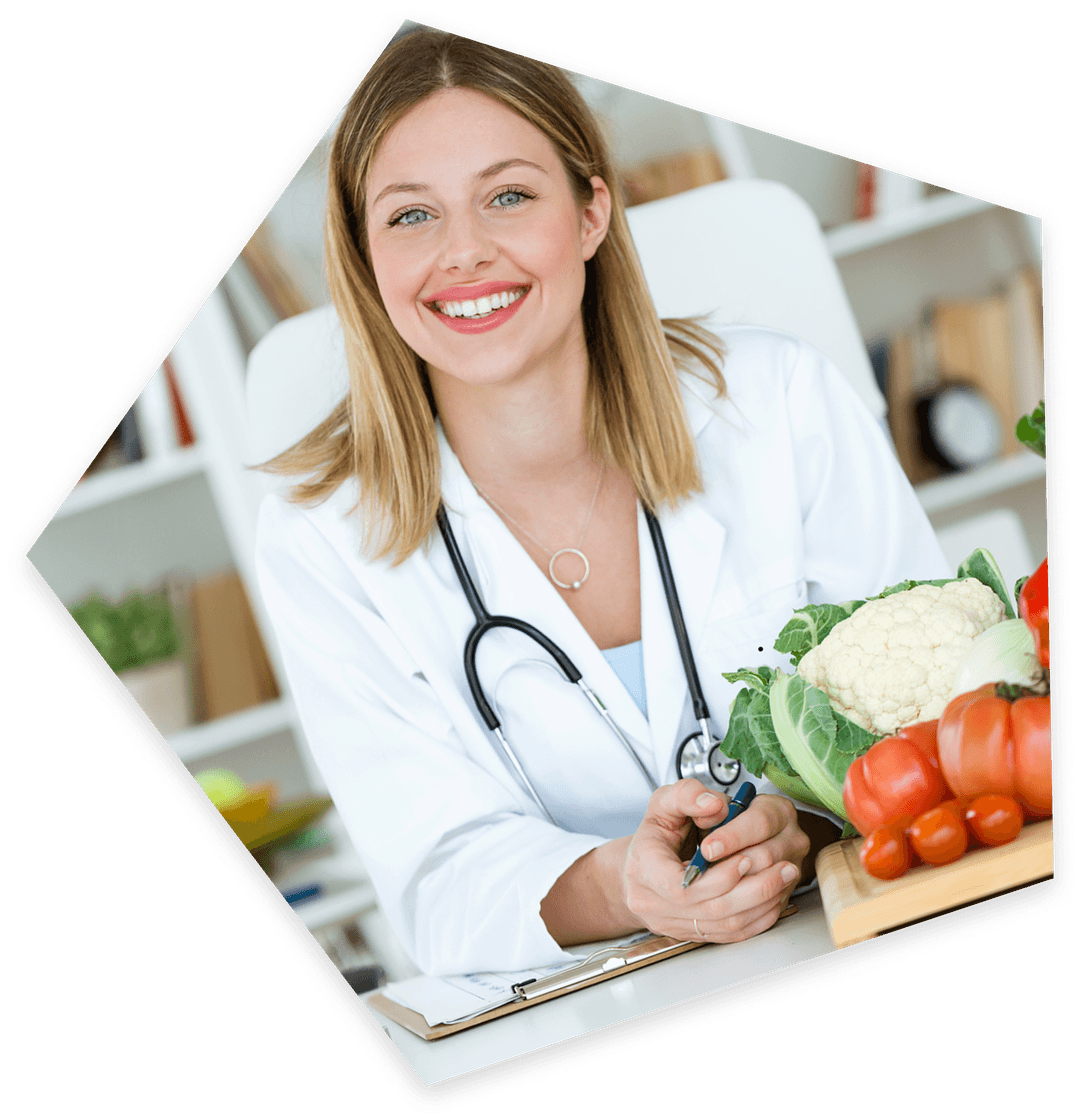 Smiling Doctor with Vegetables